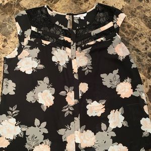 Floral design sheer blouse